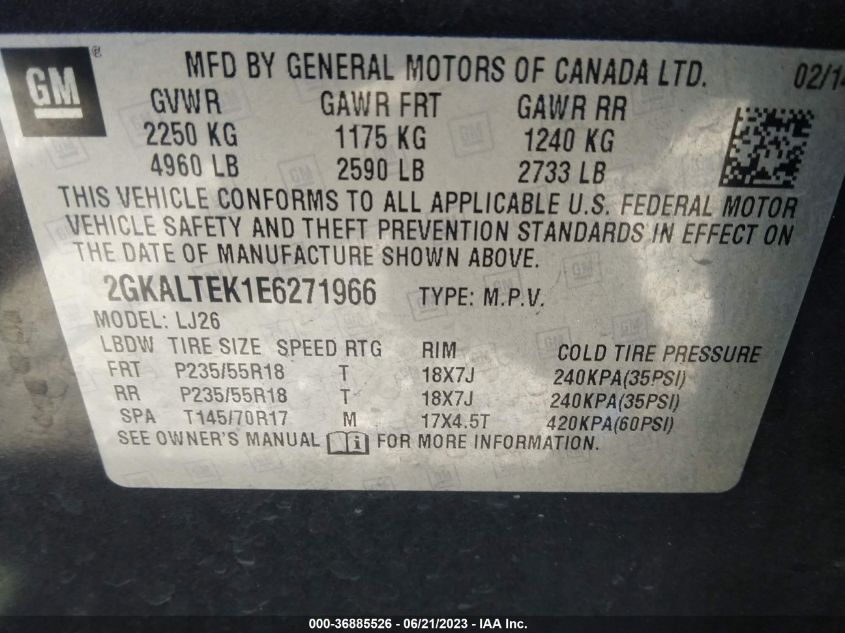 2014 GMC TERRAIN SLT - 2GKALTEK1E6271966