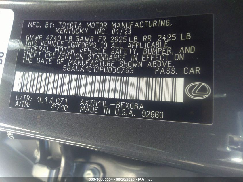 2023 LEXUS ES 300H 58ADA1C12PU030763