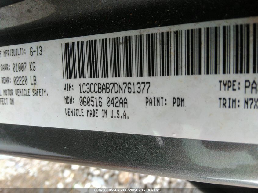 2013 CHRYSLER 200 LX - 1C3CCBAB7DN761377