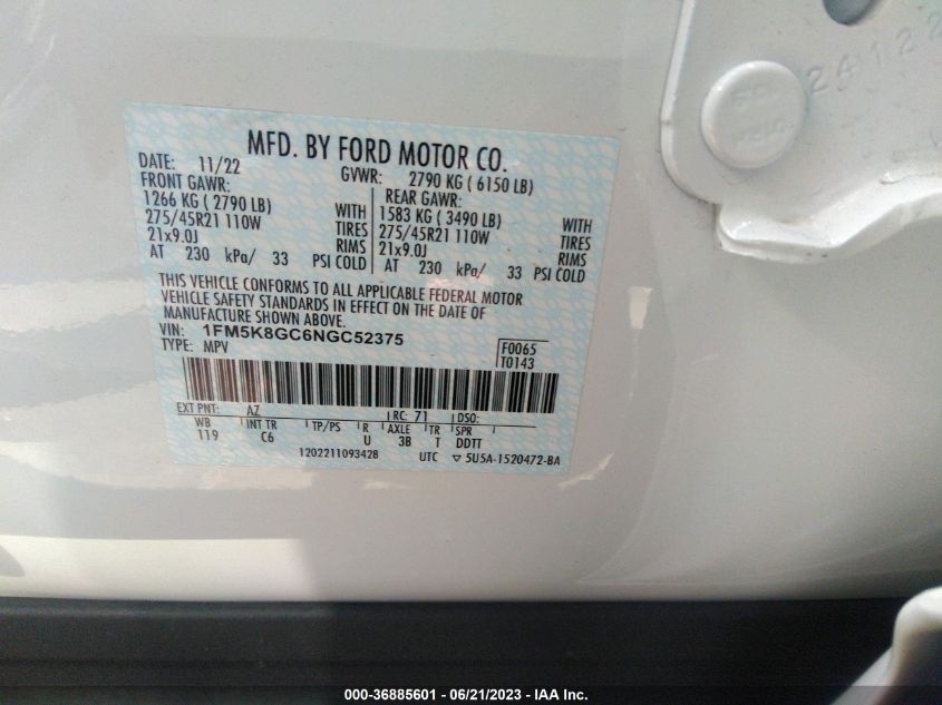 2022 FORD EXPLORER ST - 1FM5K8GC6NGC52375