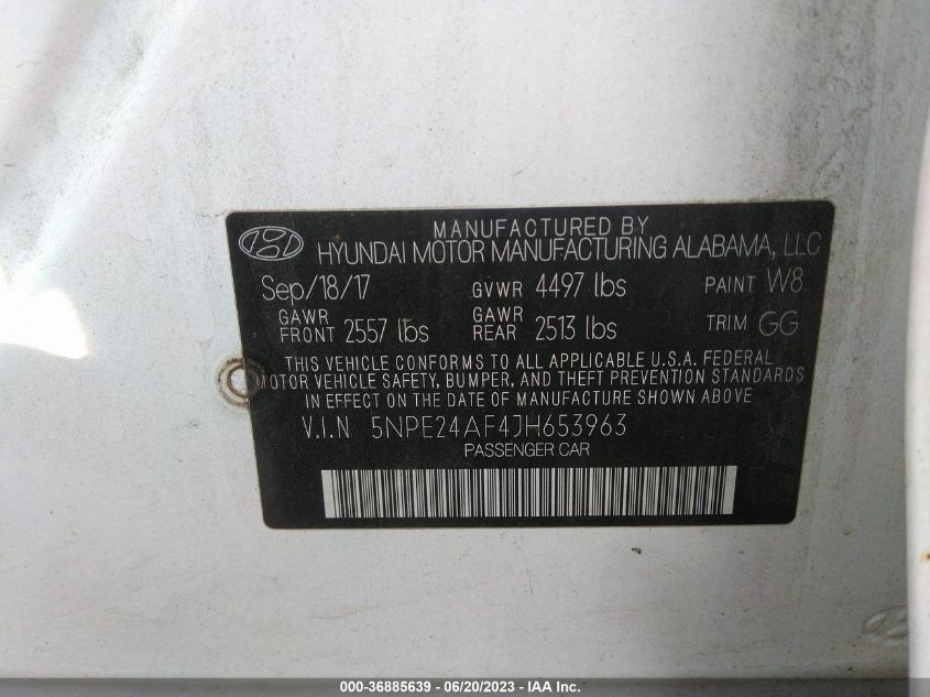 2018 HYUNDAI SONATA SE - 5NPE24AF4JH653963