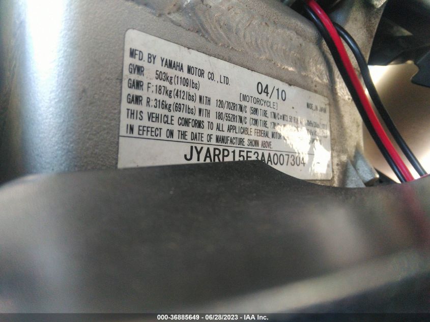 2010 YAMAHA FJR1300 A JYARP15E3AA007304