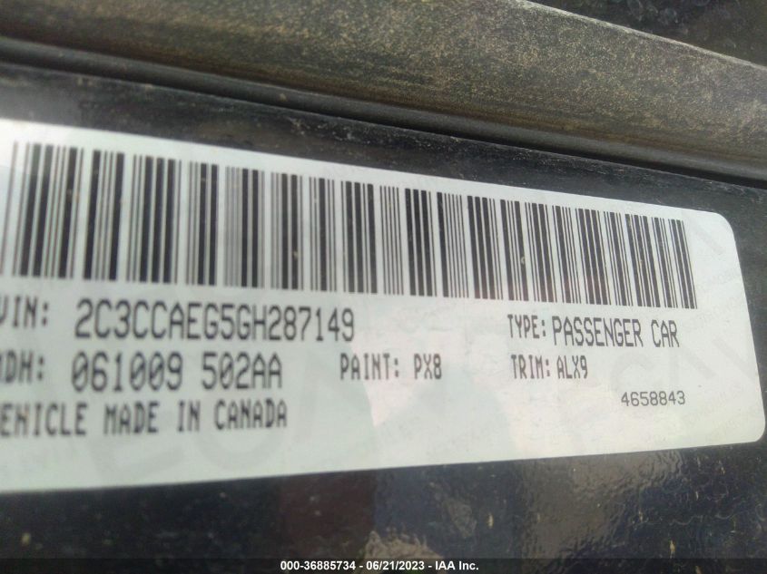 2016 CHRYSLER 300 300C - 2C3CCAEG5GH287149
