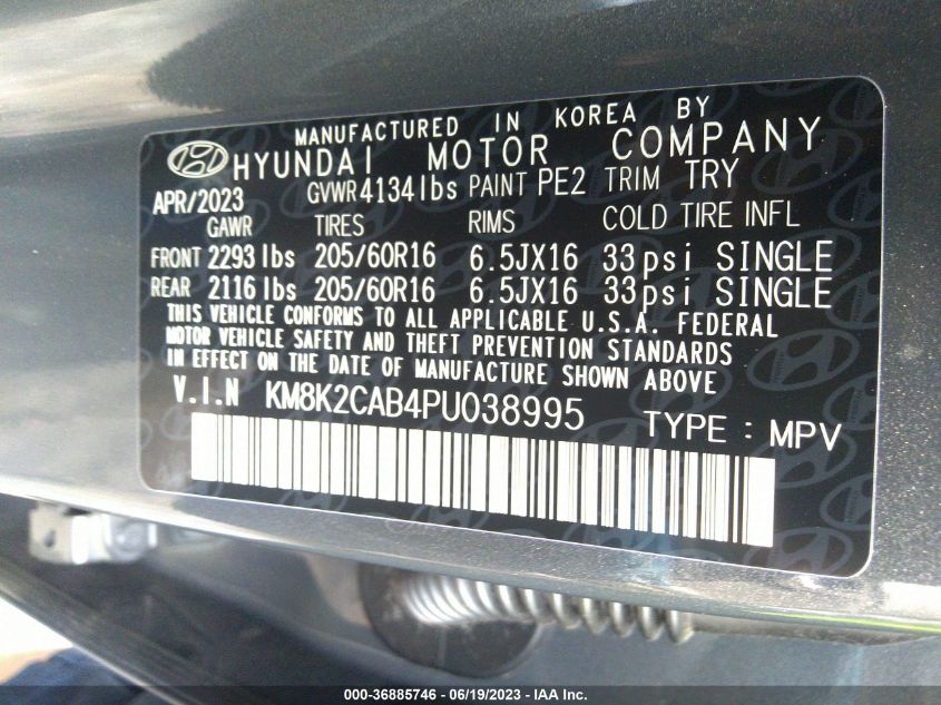 2023 HYUNDAI KONA SE - KM8K2CAB4PU038995