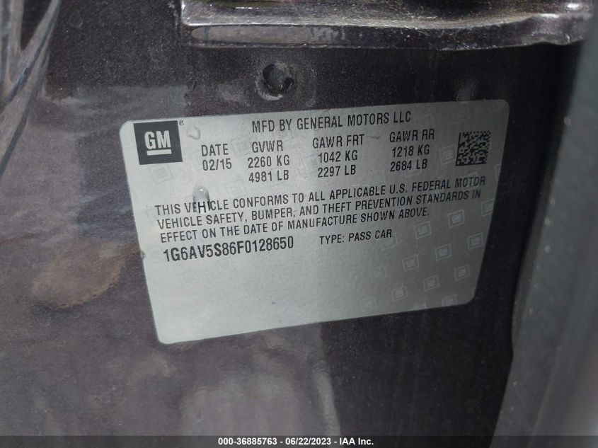 2015 CADILLAC CTS VSPORT PREMIUM - 1G6AV5S86F0128650
