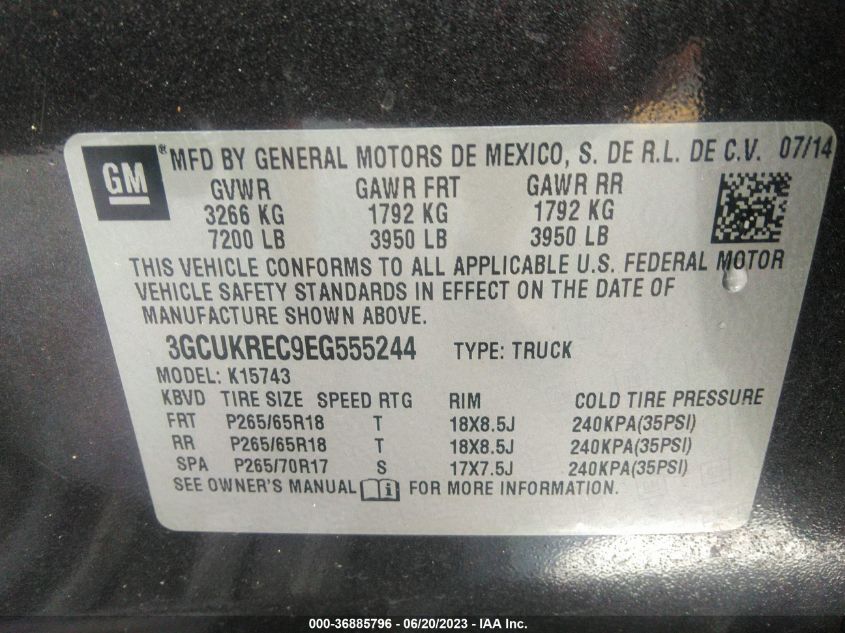 2014 CHEVROLET SILVERADO 1500 LT - 3GCUKREC9EG555244