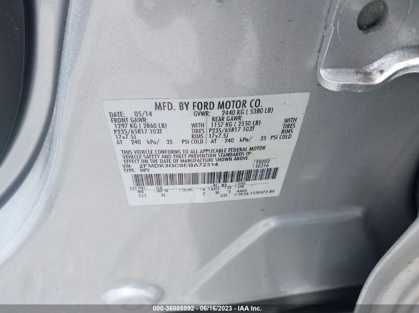 2014 FORD EDGE SE - 2FMDK3GC9EBA72314