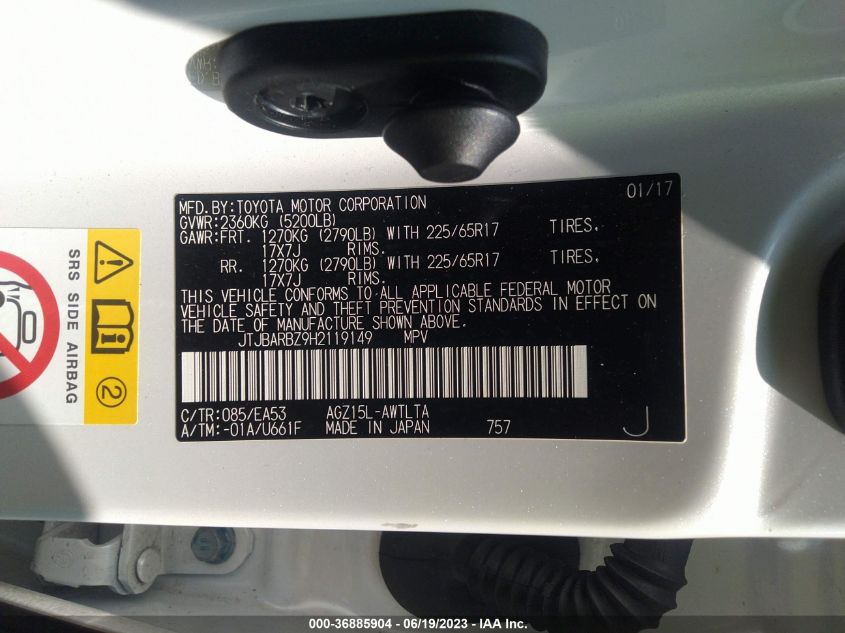 2017 LEXUS NX NX TURBO - JTJBARBZ9H2119149