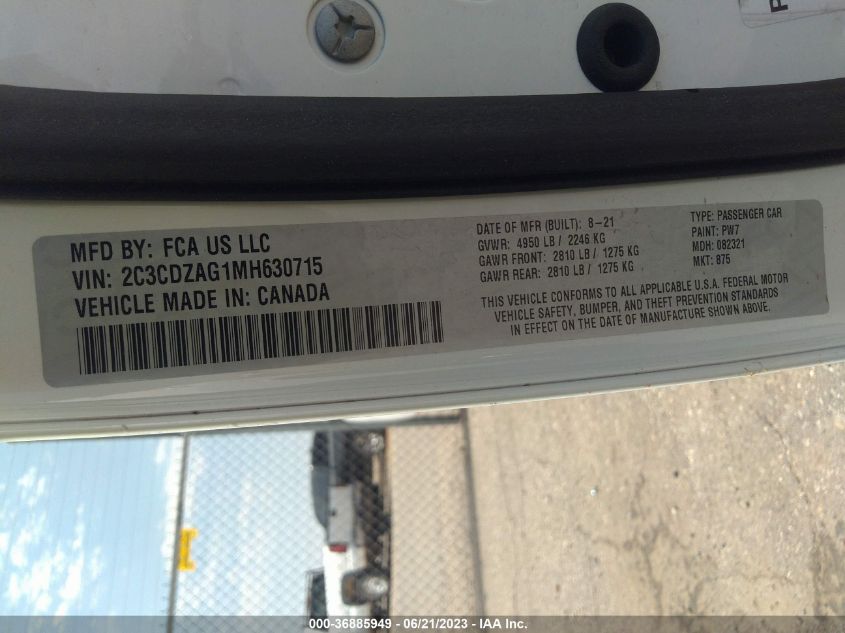 2021 DODGE CHALLENGER SXT - 2C3CDZAG1MH630715