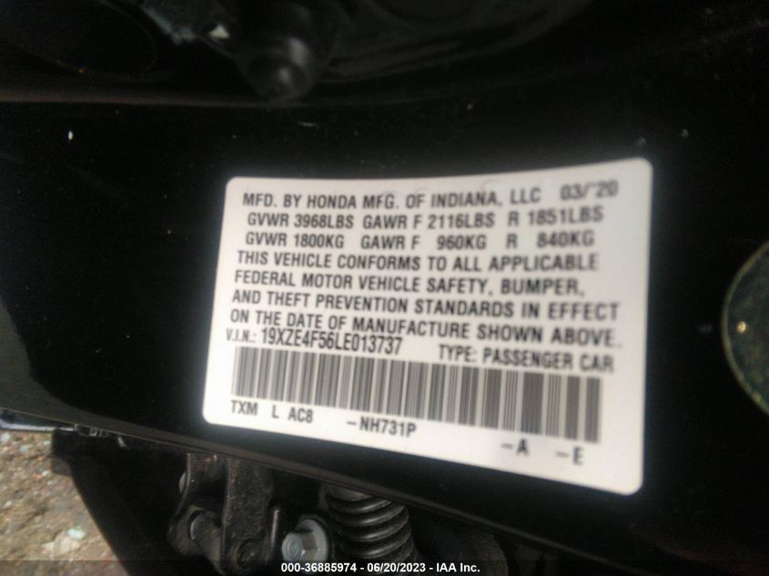2020 HONDA INSIGHT EX - 19XZE4F56LE013737