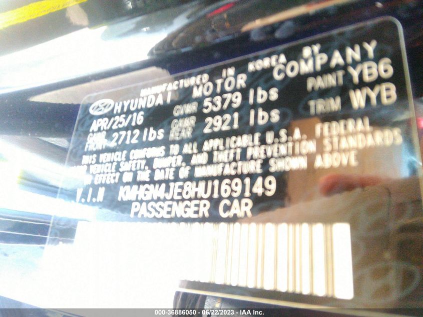 2017 GENESIS G80 3.8L - KMHGN4JE8HU169149