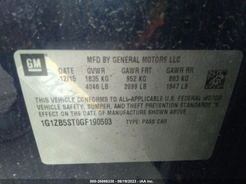 2016 CHEVROLET MALIBU LS - 1G1ZB5ST0GF190503