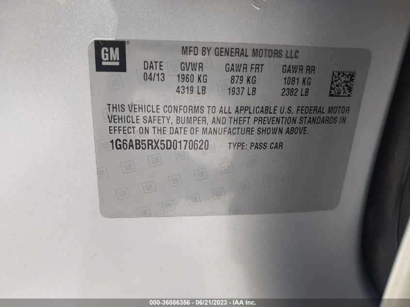 2013 CADILLAC ATS LUXURY - 1G6AB5RX5D0170620