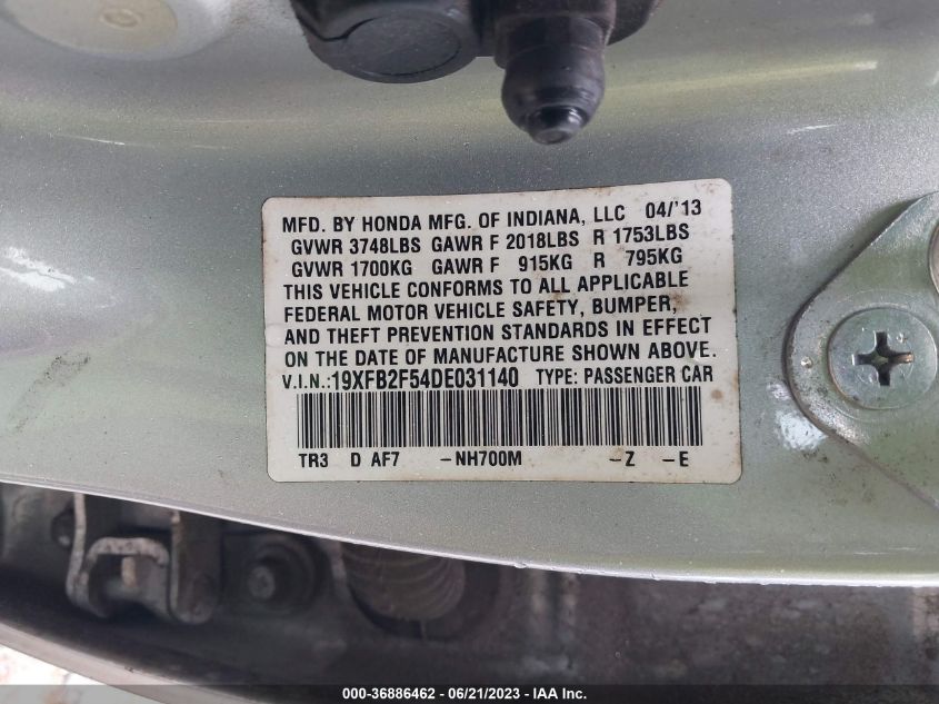 2013 HONDA CIVIC LX - 19XFB2F54DE031140
