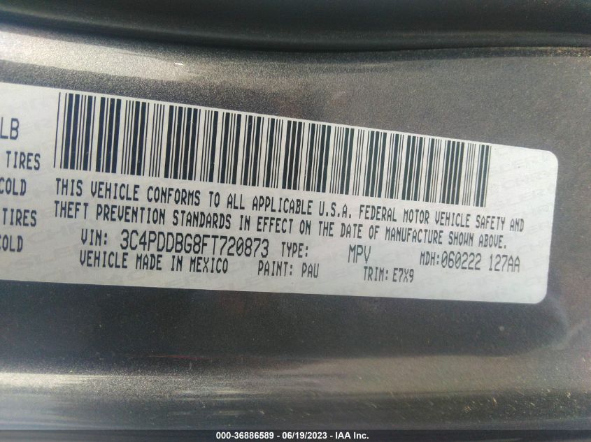 2015 DODGE JOURNEY SXT - 3C4PDDBG8FT720873