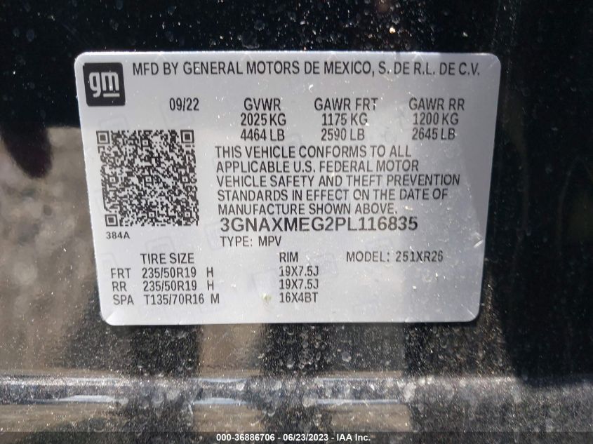 2023 CHEVROLET EQUINOX RS - 3GNAXMEG2PL116835