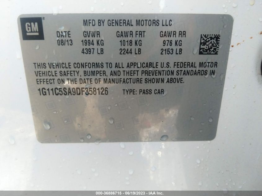 2013 CHEVROLET MALIBU LT - 1G11C5SA9DF358126