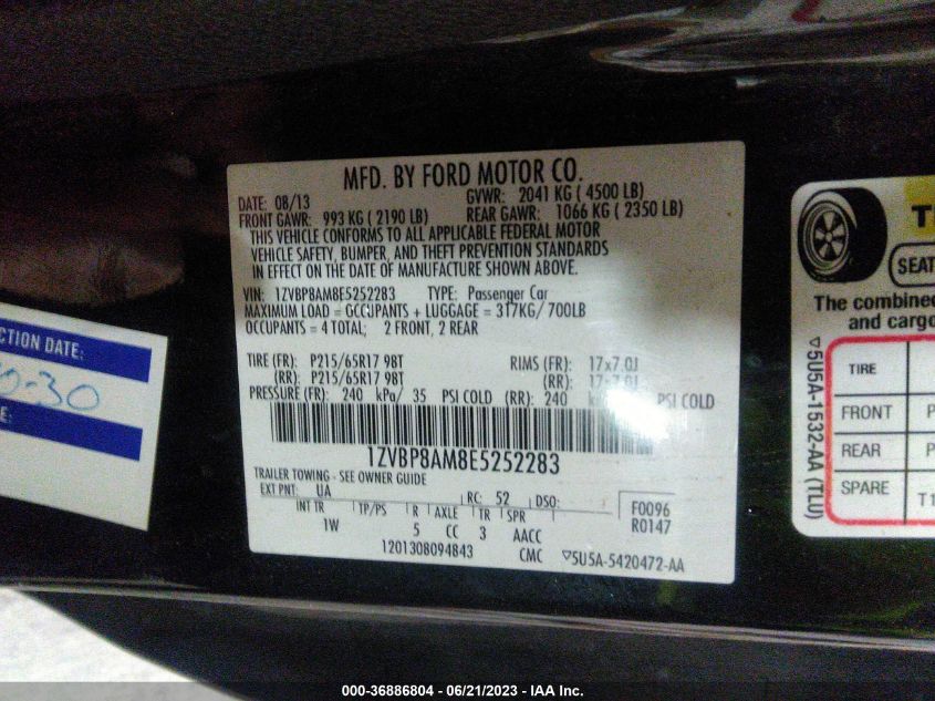 2014 FORD MUSTANG V6 - 1ZVBP8AM8E5252283