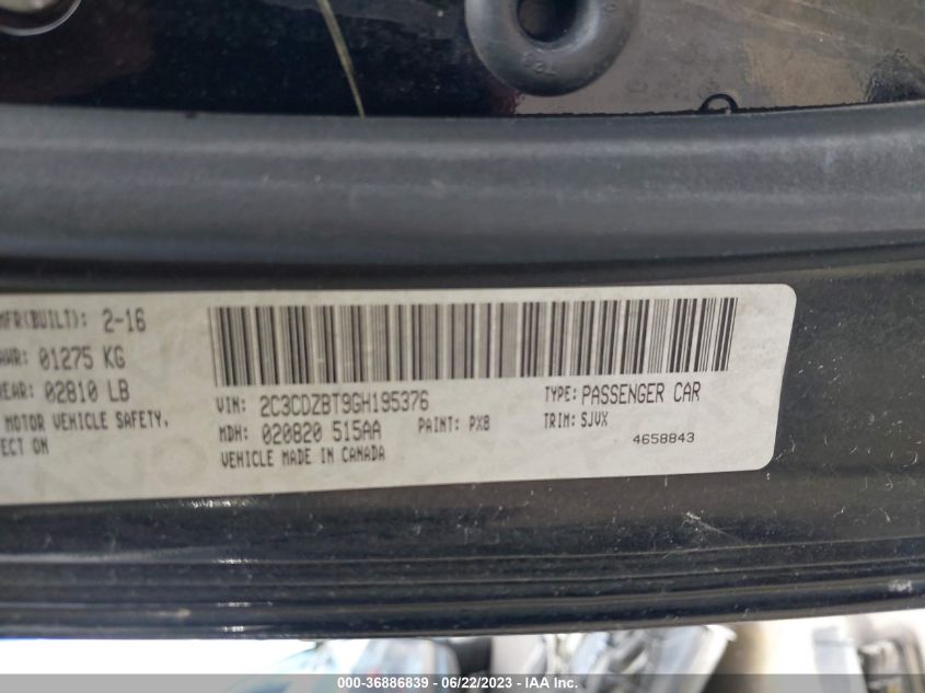 2016 DODGE CHALLENGER R/T PLUS SHAKER - 2C3CDZBT9GH195376