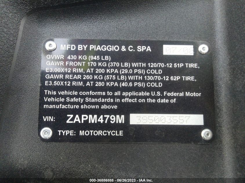 2009 PIAGGIO MP3 250 - ZAPM479M395003557