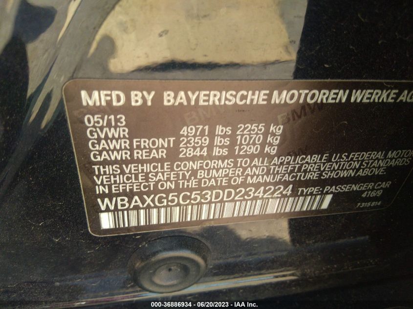2013 BMW 5 SERIES 528I - WBAXG5C53DD234224
