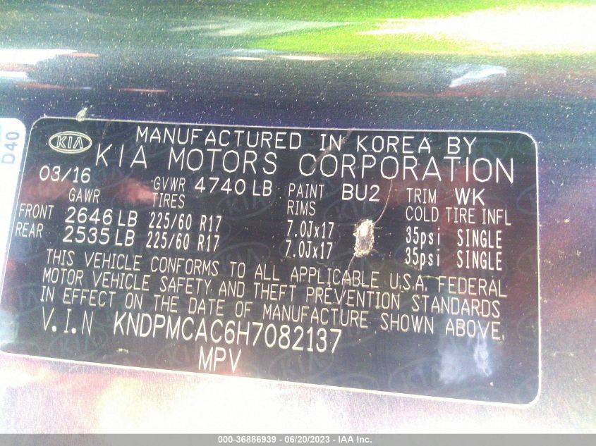 2017 KIA SPORTAGE LX - KNDPMCAC6H7082137
