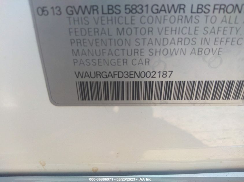 2014 AUDI A8 L 3.0T - WAURGAFD3EN002187