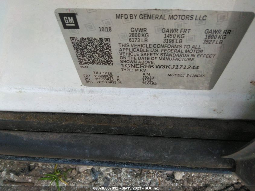 2019 CHEVROLET TRAVERSE LT LEATHER - 1GNERHKW3KJ171244