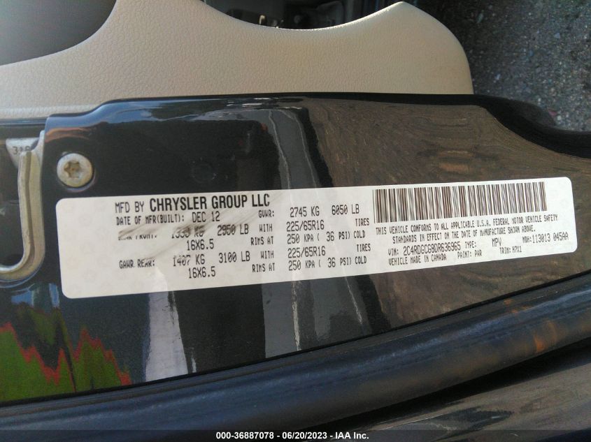 2013 DODGE GRAND CARAVAN SXT - 2C4RDGCG8DR636965