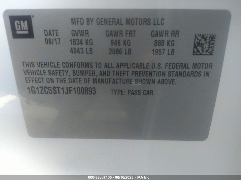 2018 CHEVROLET MALIBU LS - 1G1ZC5ST1JF100893