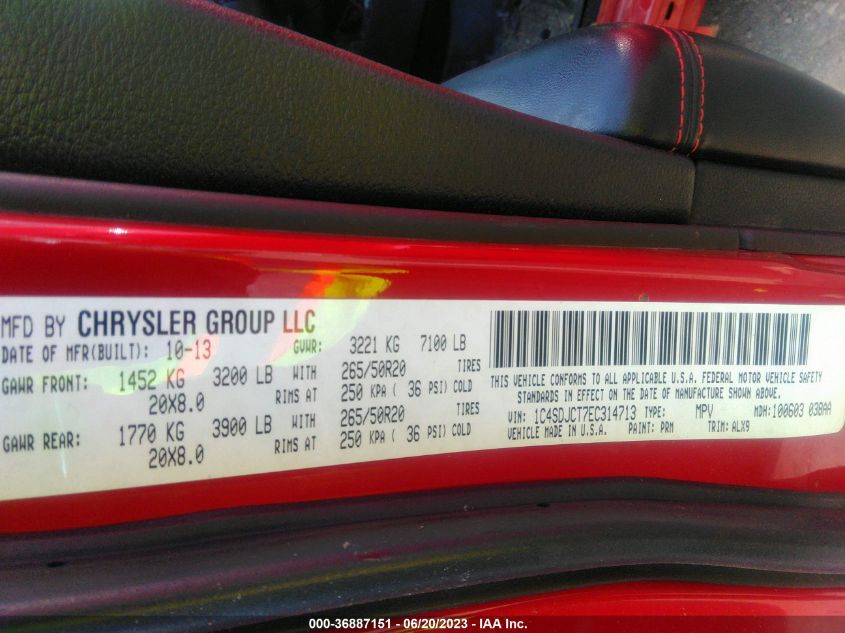 2014 DODGE DURANGO R/T - 1C4SDJCT7EC314713