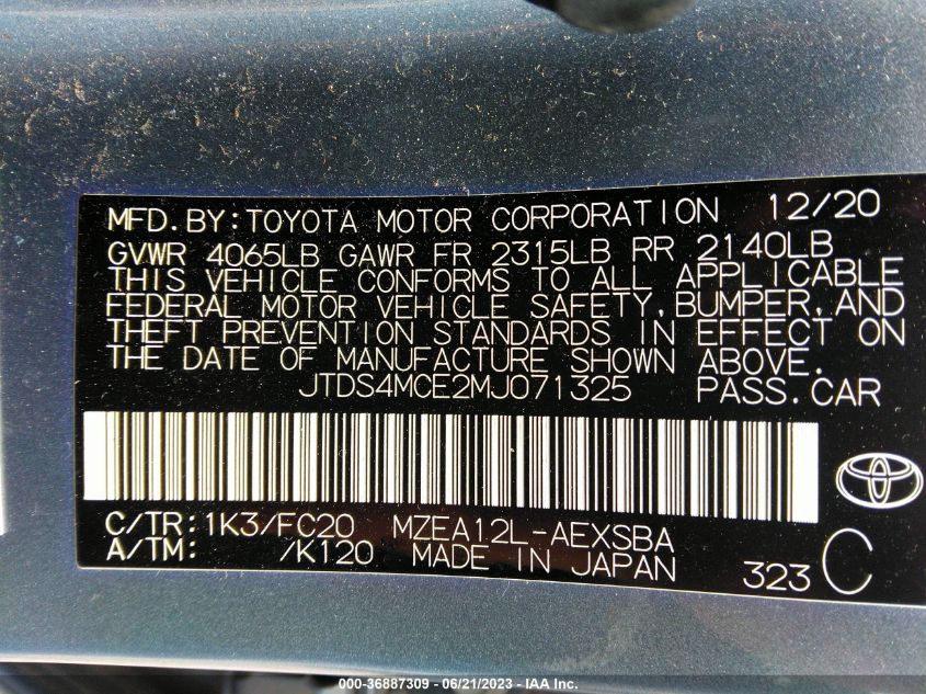 2021 TOYOTA COROLLA SE/NIGHTSHADE/APEX SE - JTDS4MCE2MJ071325
