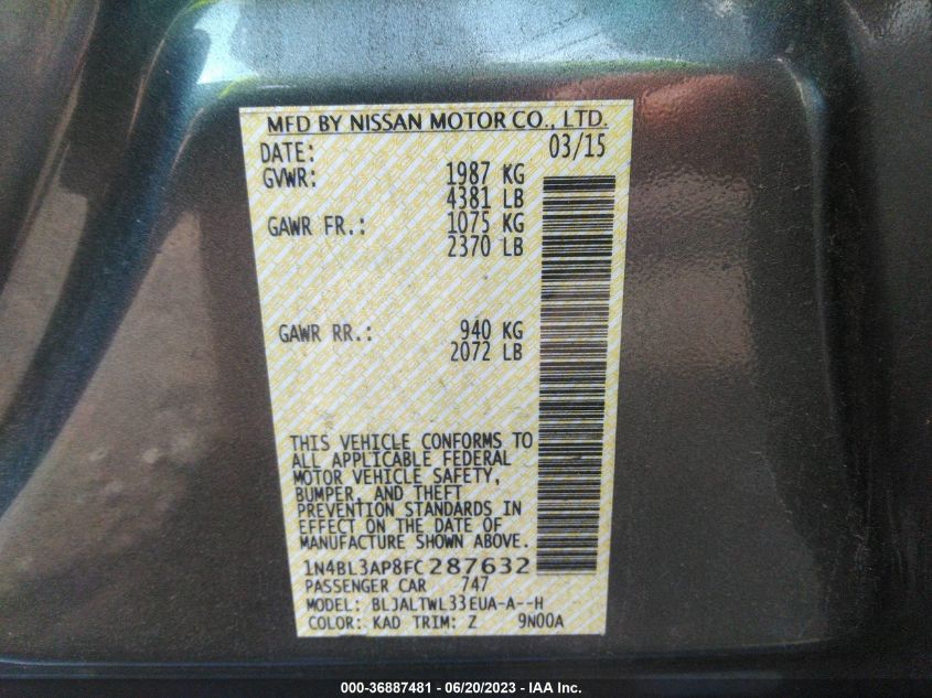 2015 NISSAN ALTIMA 3.5 SL - 1N4BL3AP8FC287632