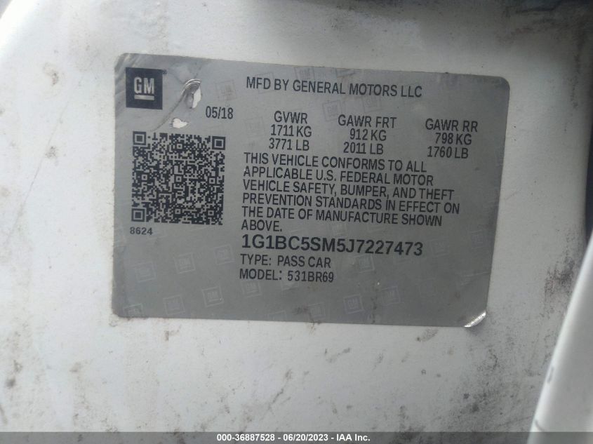 2018 CHEVROLET CRUZE LS - 1G1BC5SM5J7227473