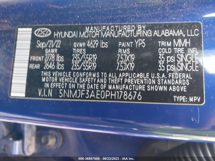 2023 HYUNDAI TUCSON SEL - 5NMJF3AE0PH178676