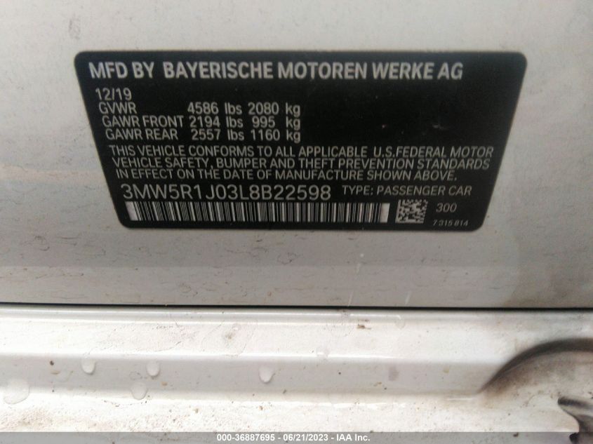 3MW5R1J03L8B22598 BMW 3 Series 330I 9