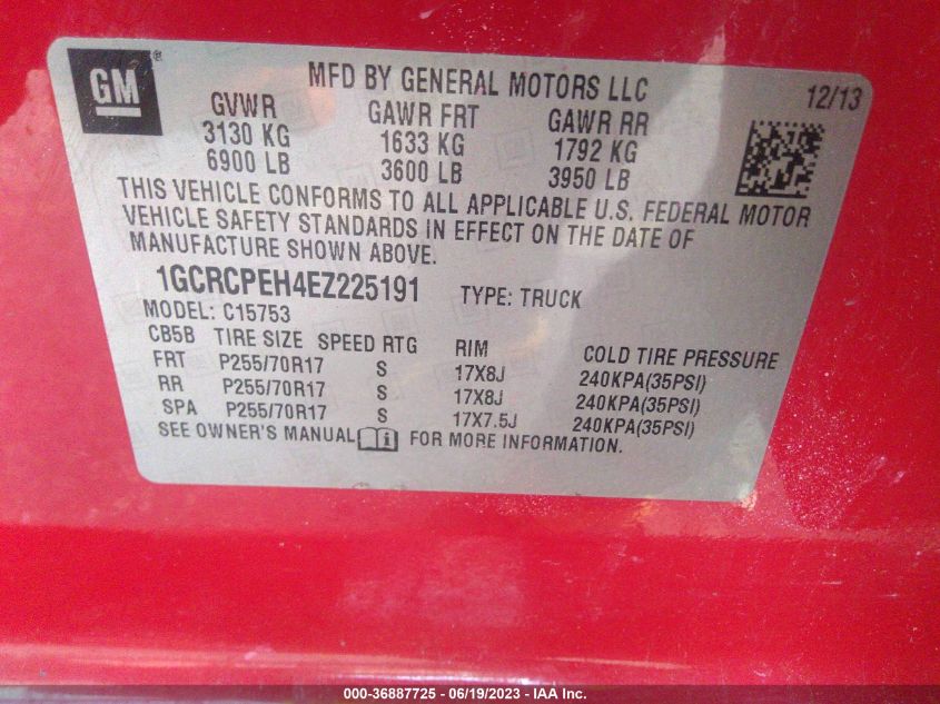 2014 CHEVROLET SILVERADO 1500 WORK TRUCK - 1GCRCPEH4EZ225191