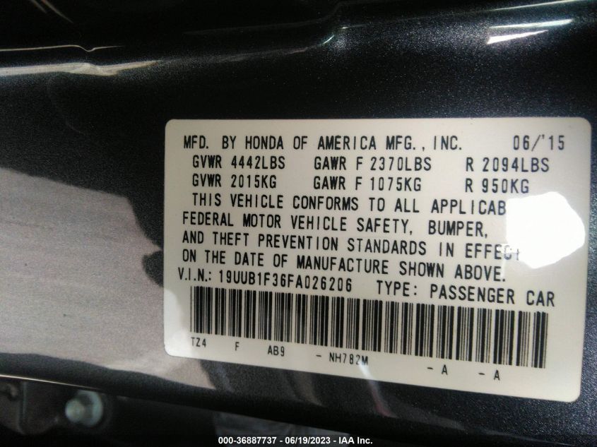 2015 ACURA TLX - 19UUB1F36FA026206