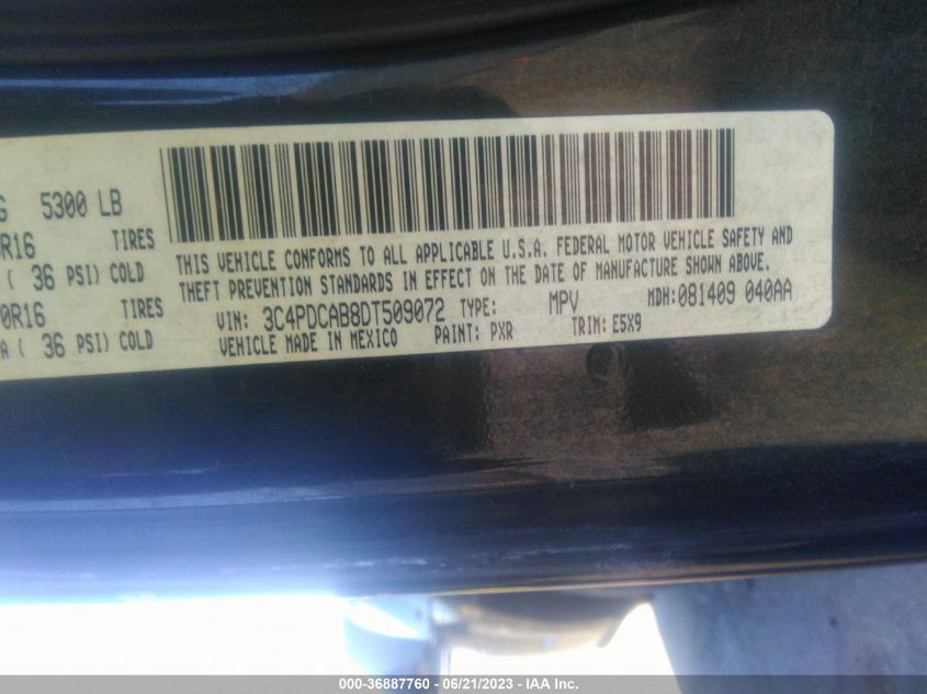 2013 DODGE JOURNEY AMERICAN VALUE PKG - 3C4PDCAB8DT509072