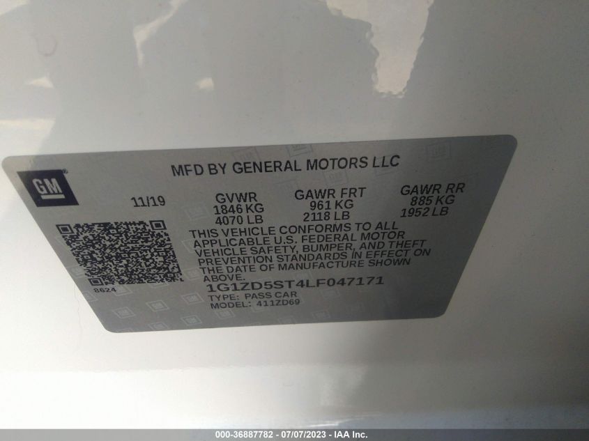 2020 CHEVROLET MALIBU LT - 1G1ZD5ST4LF047171