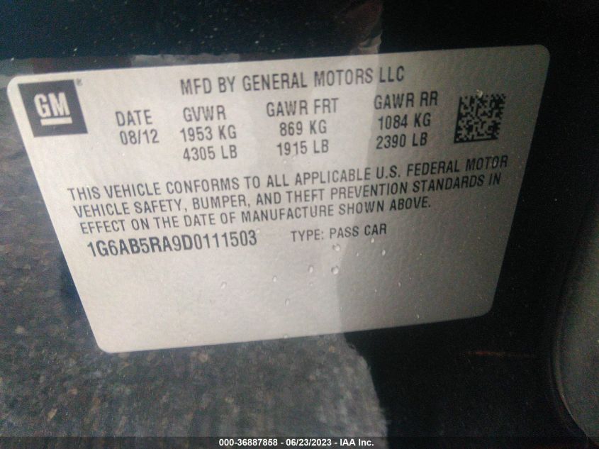 2013 CADILLAC ATS LUXURY - 1G6AB5RA9D0111503