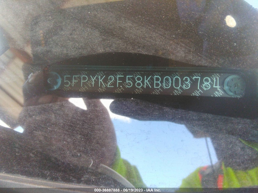 VIN 5FPYK2F58KB003784 2019 HONDA RIDGELINE RTL