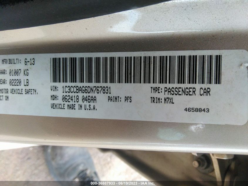 2013 CHRYSLER 200 LX - 1C3CCBAG6DN767831