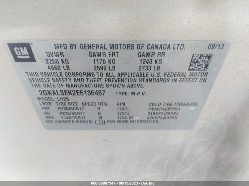 2014 GMC TERRAIN SLT - 2GKALSEK2E6136487