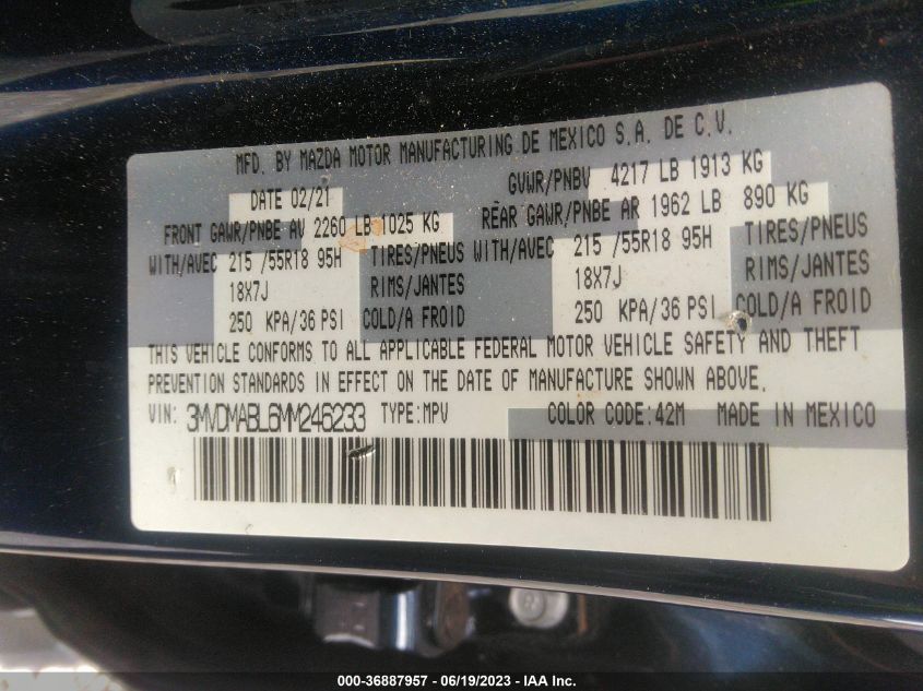 2021 MAZDA CX-30 SELECT - 3MVDMABL6MM246233