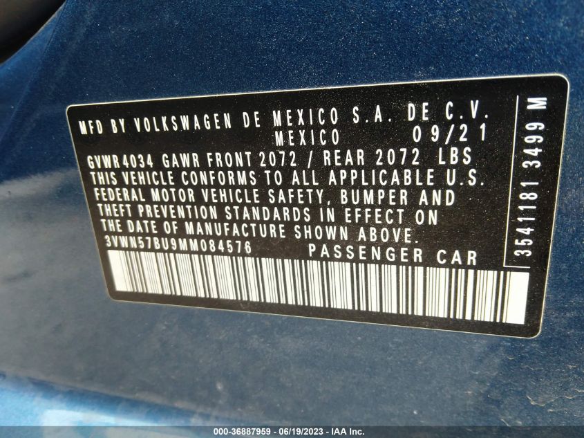 2021 VOLKSWAGEN JETTA S/R-LINE - 3VWN57BU9MM084576