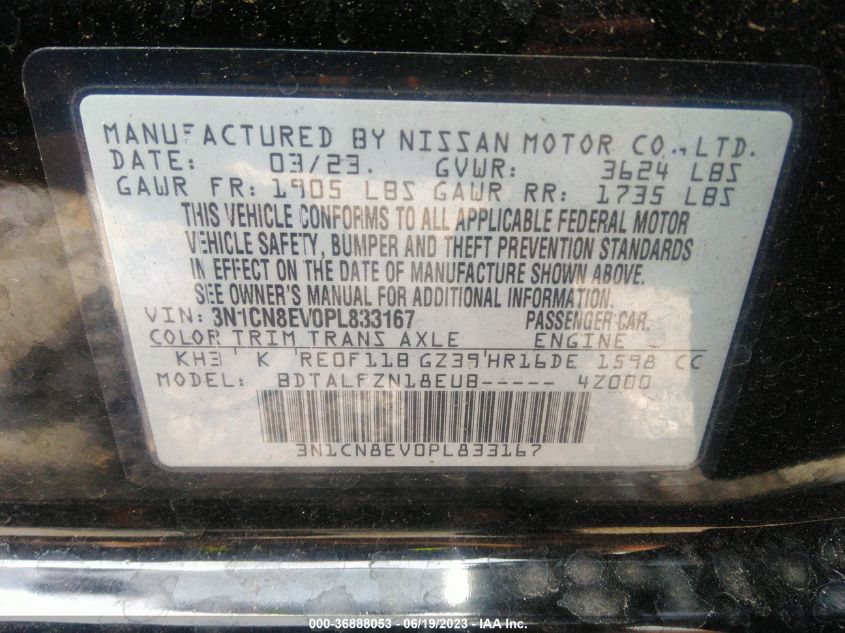 2023 NISSAN VERSA SV - 3N1CN8EV0PL833167