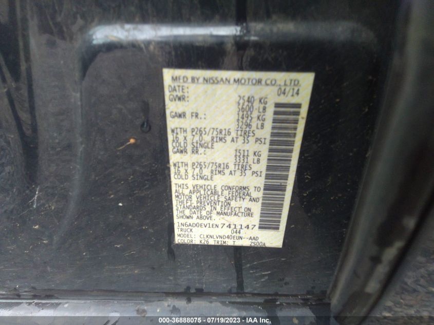 2014 NISSAN FRONTIER PRO-4X - 1N6AD0EV1EN741147