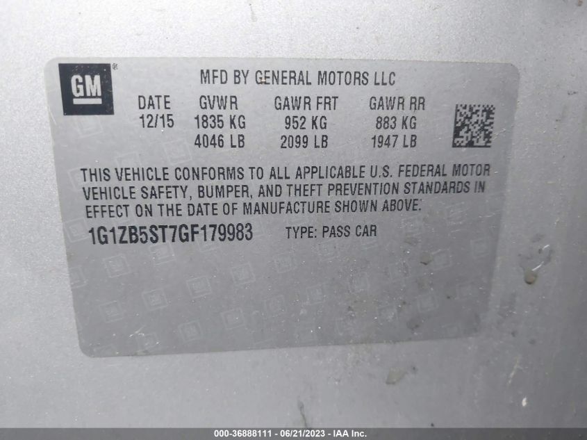 2016 CHEVROLET MALIBU LS - 1G1ZB5ST7GF179983