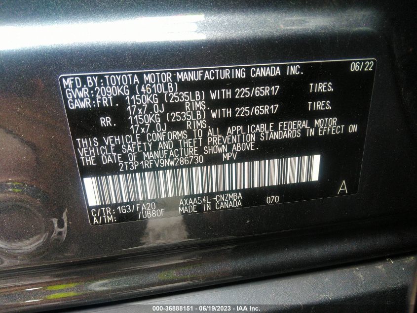 2022 TOYOTA RAV4 XLE - 2T3P1RFV9NW286730